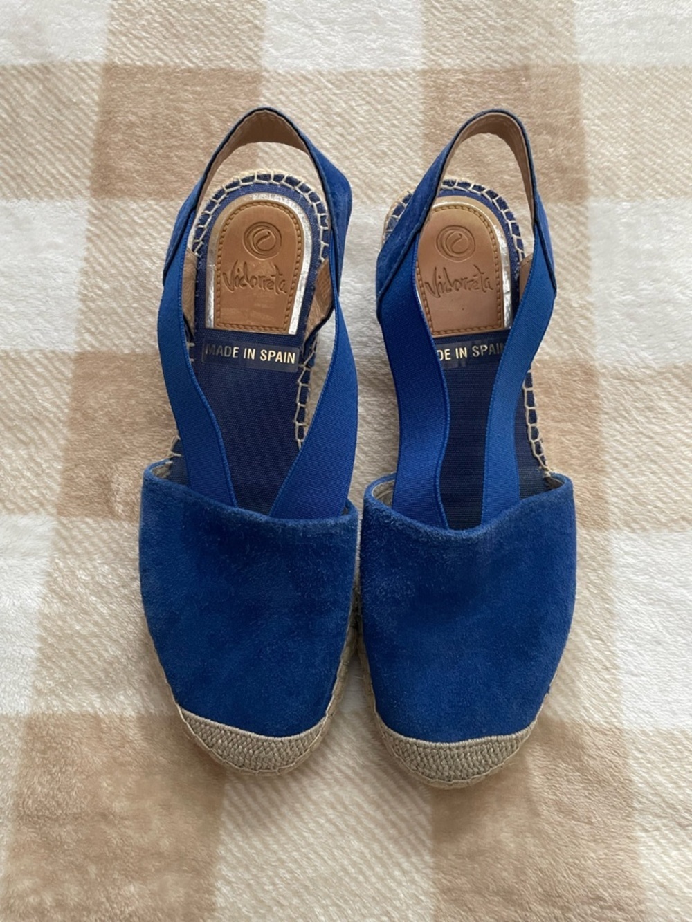 Vidorreta Women’s 37 (6.5/7) Made in Spain Blue Suede Espadrille Slingback